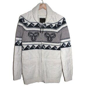 Aritzia TNA Sea to Sky Retro Lambswool Zip Cardigan, Cowichan Style (XS)
